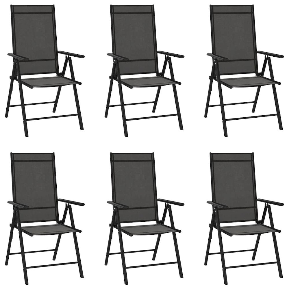 Garden Chair Set of 6 Black Aluminum Standard Foldable