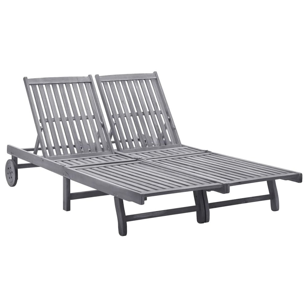Sunlounger Grey wash Solid Acacia Wood Big enough for two