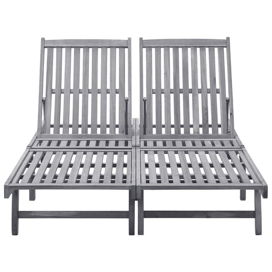 Sunlounger Grey wash Solid Acacia Wood Big enough for two