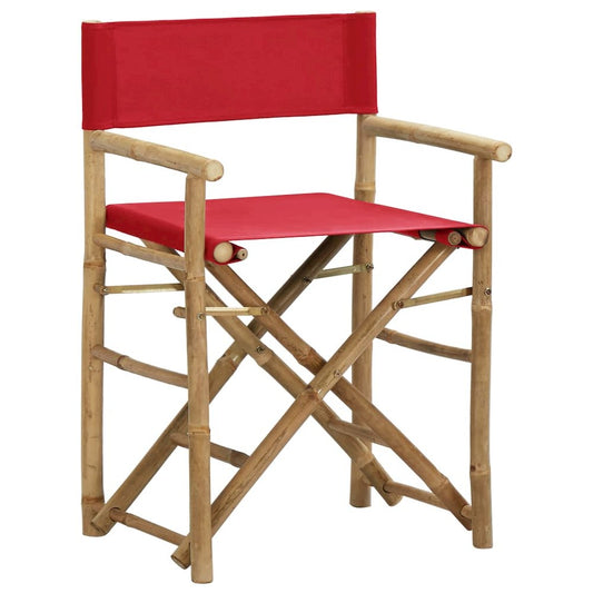Director's Chair Set of 2 Red Bamboo, Polyester Standard