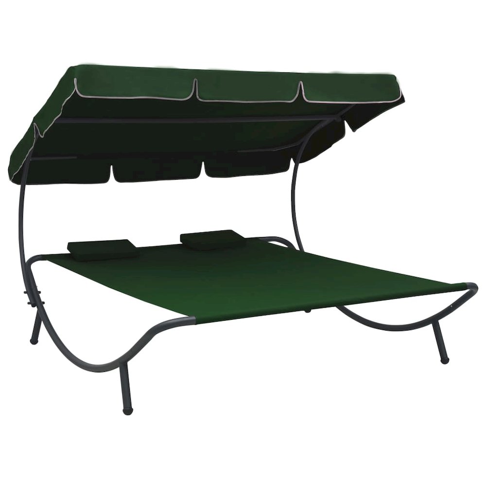 Lounge Bed Green Oxford fabric, powder-coated steel, polyester