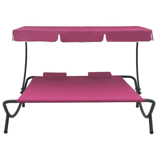 Lounge Bed Pink Oxford fabric, Powder-coated steel Double Durable