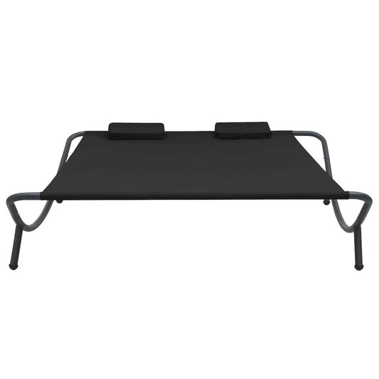 Lounge Bed Black Oxford fabric Large Durable Outdoor Lounge Bed