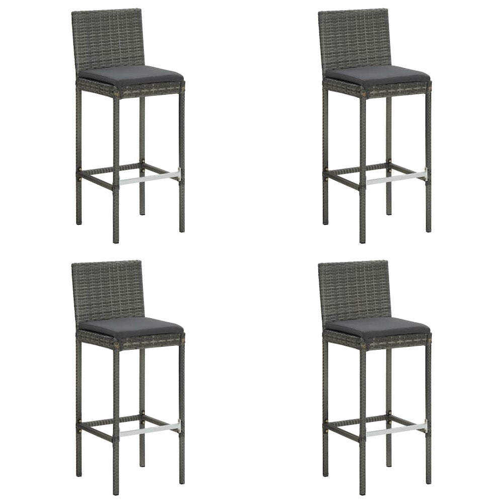 Bar Stool Set of 4 Grey Poly rattan Counter height