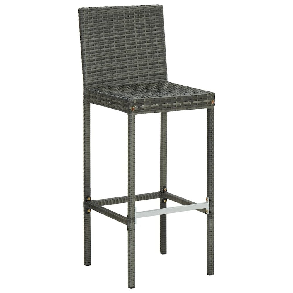 vidaXL Garden Bar Stools with Cushions 4 pcs Gray Poly Rattan, 313438