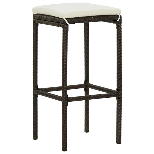 Bar Stool Set of 2 Brown PE rattan, steel Standard Footrest