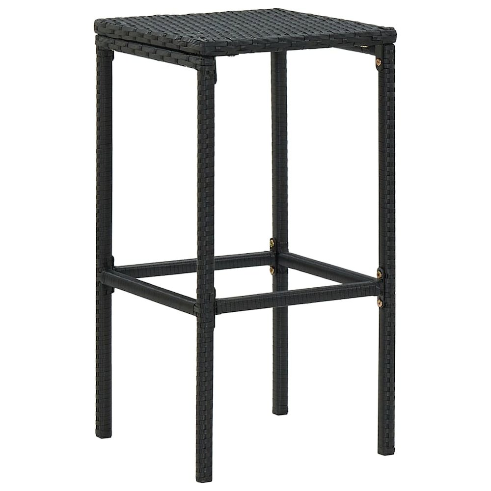 vidaXL Bar Stools with Cushions 2 pcs Black Poly Rattan 3440