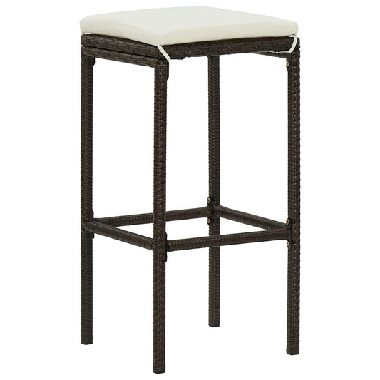 Bar Stool Set of 3 Brown PE rattan Standard Footrest