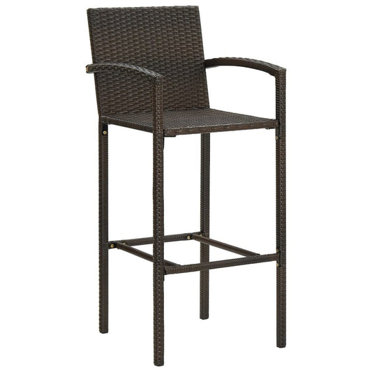 Bar Stool Set of 2 Brown PE rattan, powder-coated steel Large