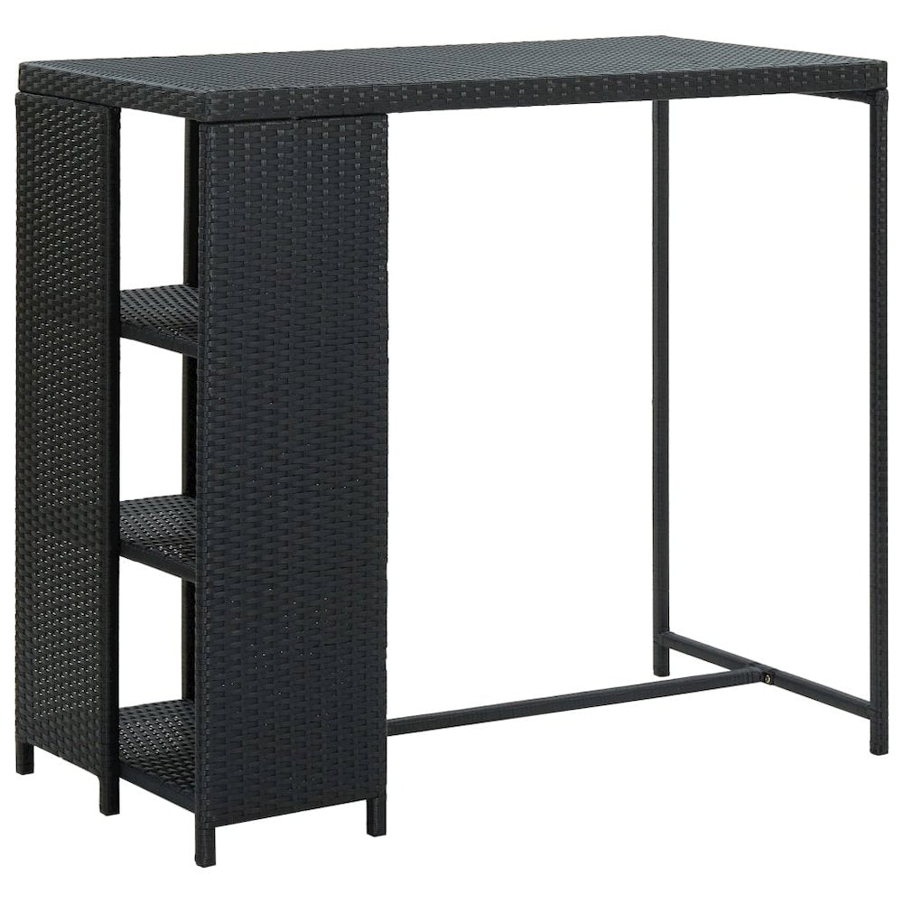 vidaXL Bar Table with Storage Rack Black 47.2"x23.6"x43.3" Poly Rattan, 313476