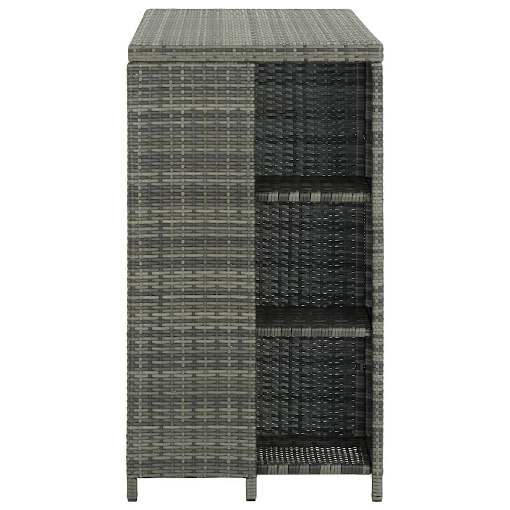 vidaXL Bar Table with Storage Rack Gray 47.2"x23.6"x43.3" Poly Rattan, 313477