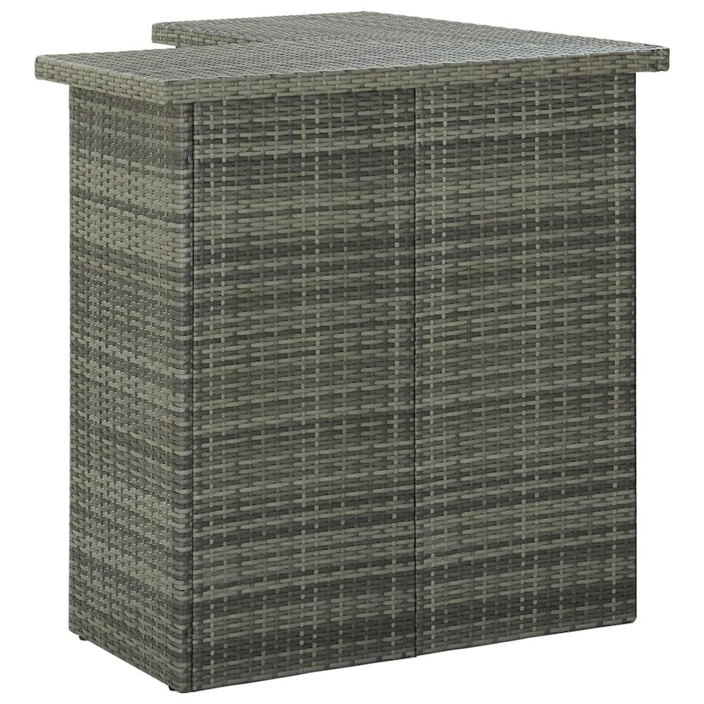 vidaXL Corner Bar Table Gray 39.4"x19.7"x41.3" Poly Rattan, 313482