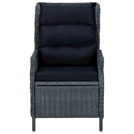 Garden Chair Dark Grey Round PE Rattan, Powder-Coated Steel