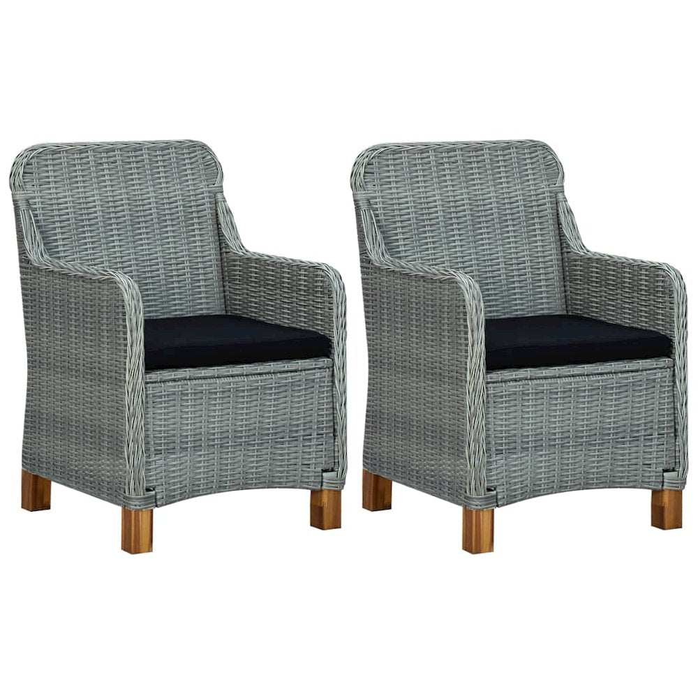 Garden Chair Set of 2 Light Grey Poly Rattan Medium