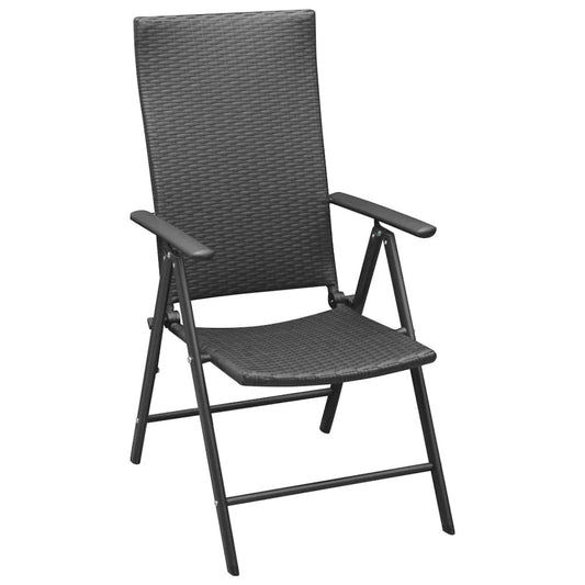Garden Chair Set of 4 Black PE rattan, aluminum Medium Foldable