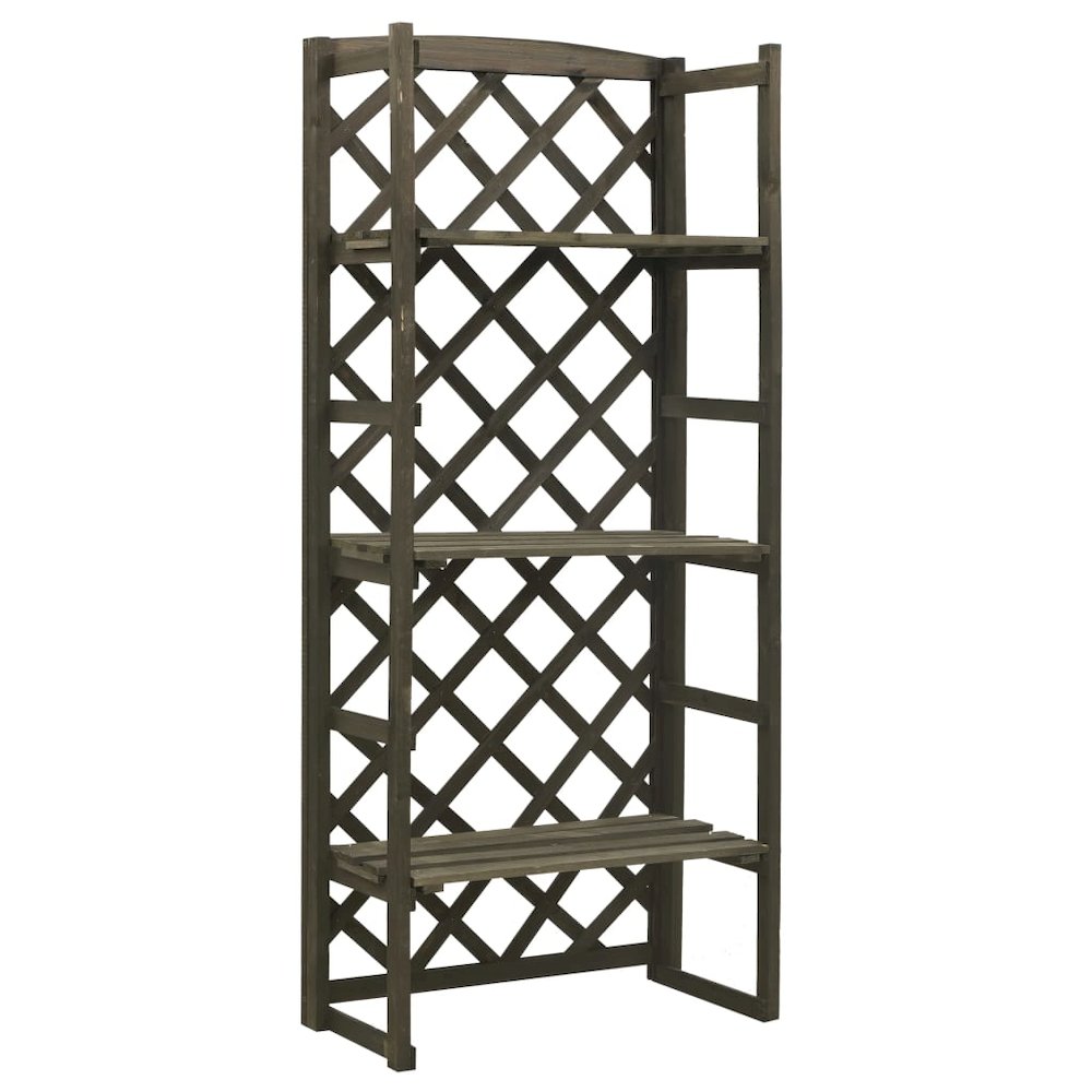 vidaXL Plant Stand with Trellis Gray 23.6"x11.8"x55.1" Solid Firwood, 314835