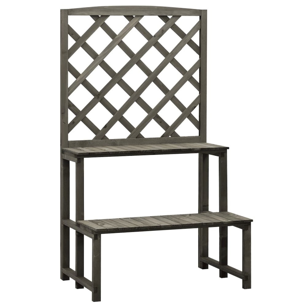 vidaXL Plant Stand with Trellis Gray 27.6"x16.5"x47.2" Solid Firwood, 314843