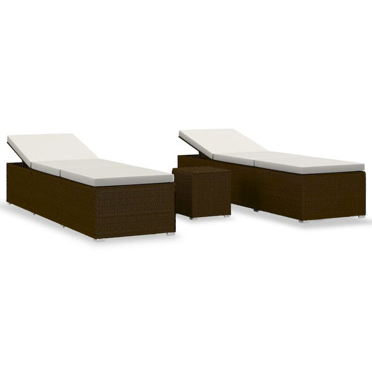 Sun Lounger Brown PE Rattan Standard Foldable Sun Lounger