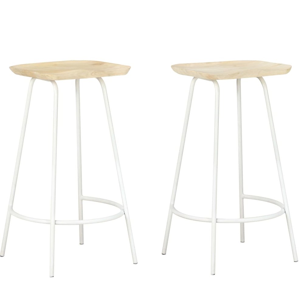 Bar Stool Set of 2 Bleached wood, White