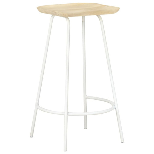 Bar Stool Set of 4 Bleached wood and white