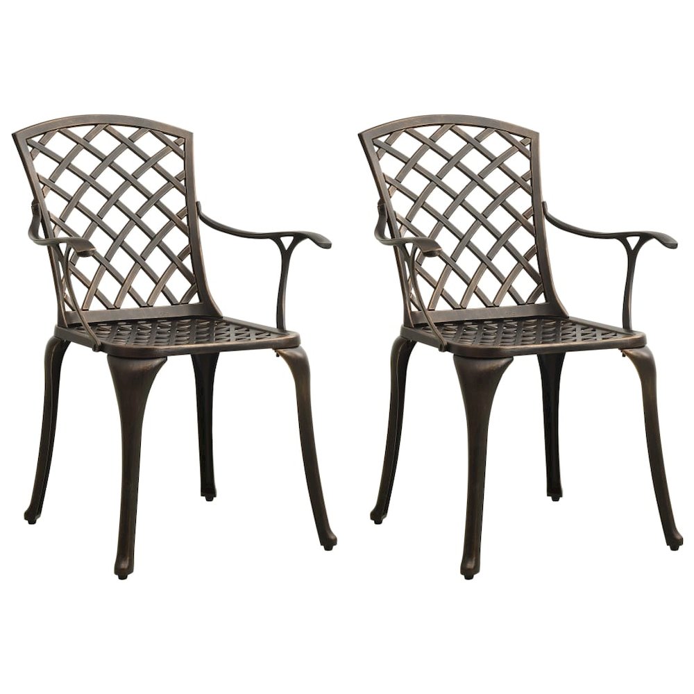 Garden Chair Set of 2 Bronze Cast Aluminum Standard Durable