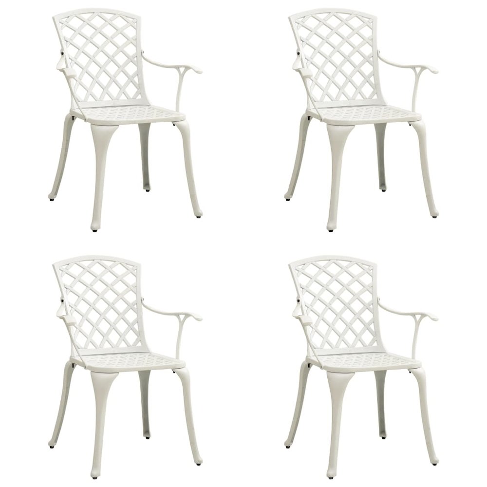 Garden Chair Set of 4 White Cast Aluminum Standard Durable