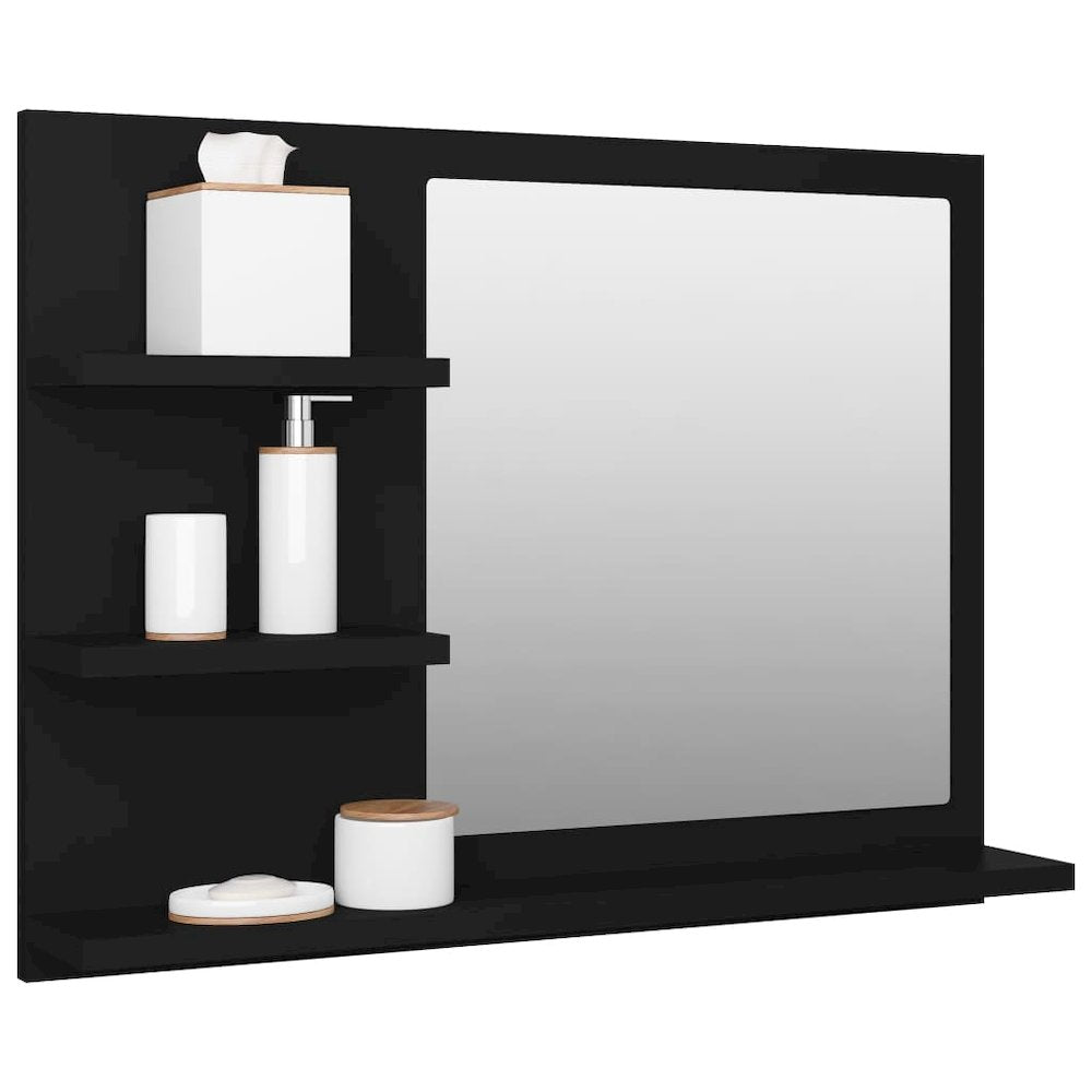 vidaXL Bathroom Mirror Black 23.6"x4.1"x17.7" Chipboard, 805007