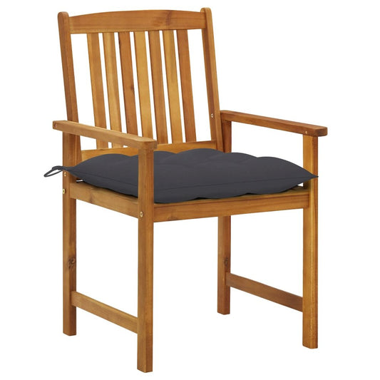 Garden Chair Set of 2 Anthracite (cushions), Natural wood (chair)