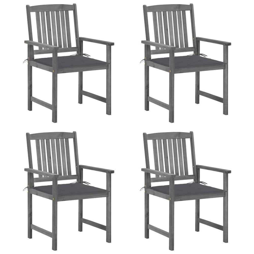 Garden Chair Set of 4 Grey Solid Acacia wood Standard Tough