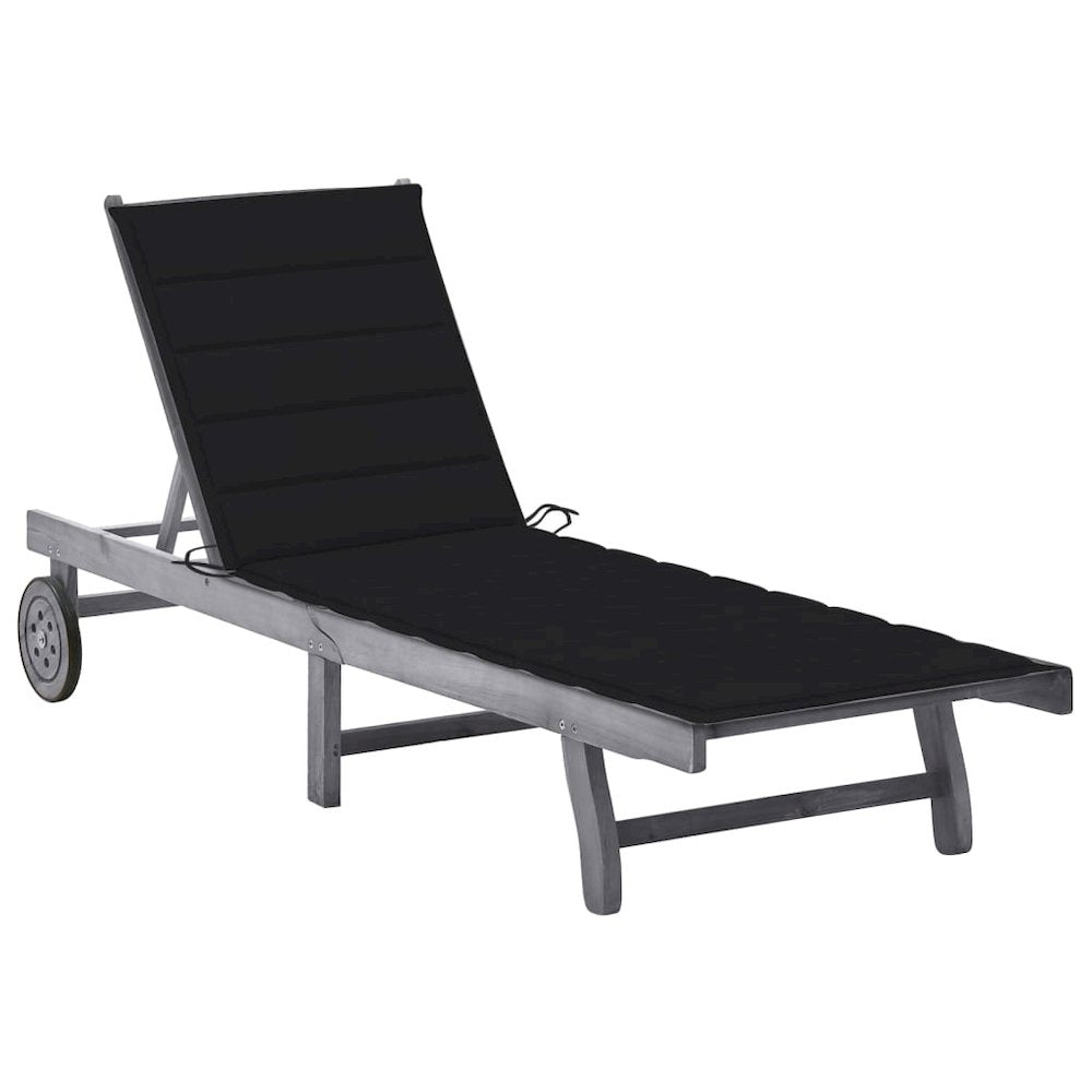 Sun Lounger Grey Solid acacia wood Standard