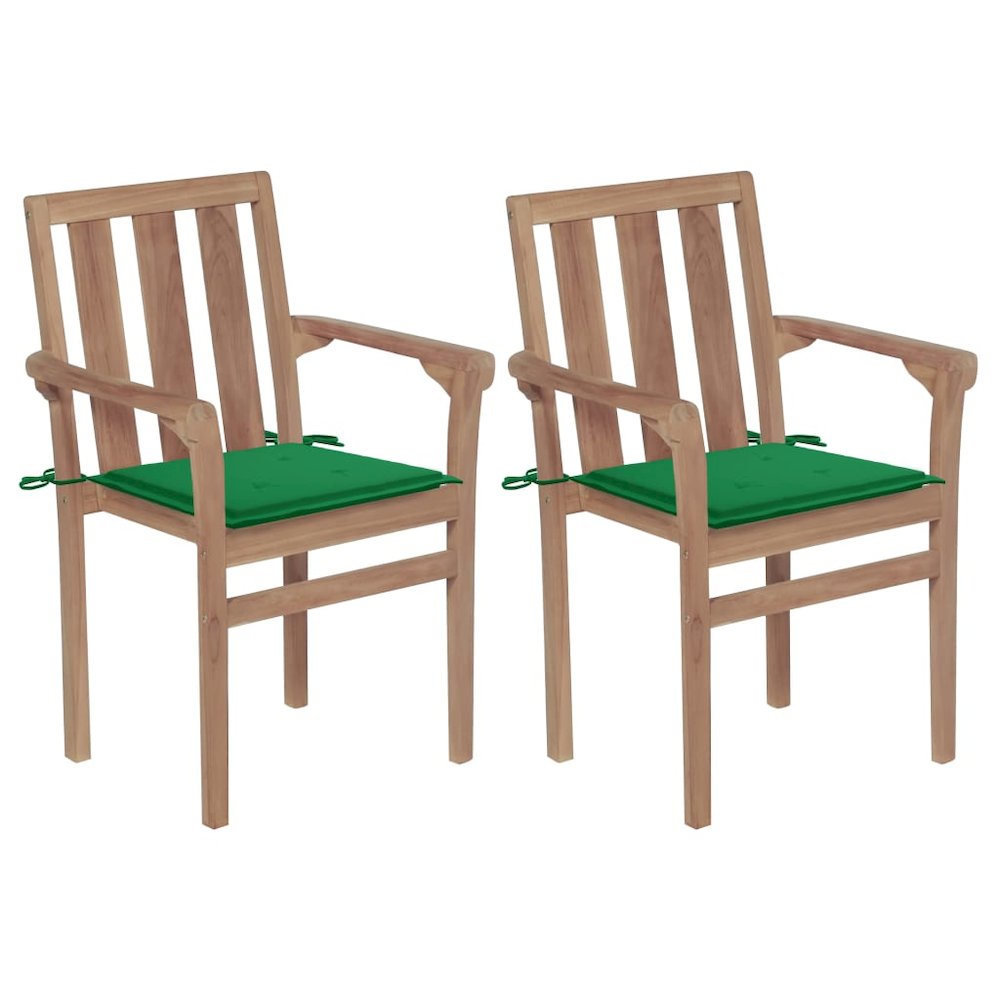 Patio Chair Set of 2 Natural Teak Fine sanded teak hardwood