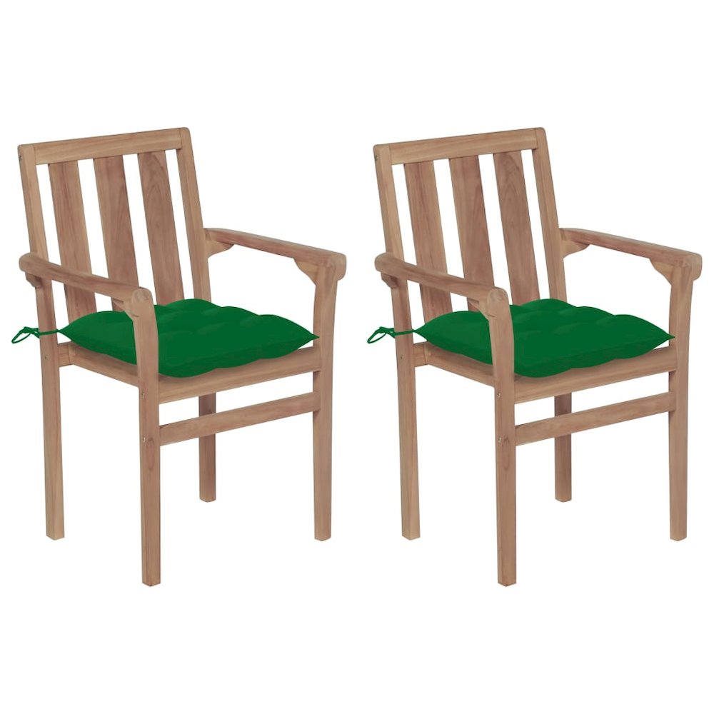 Patio Chair Set of 2 Teak Solid Teak wood Standard Stackable