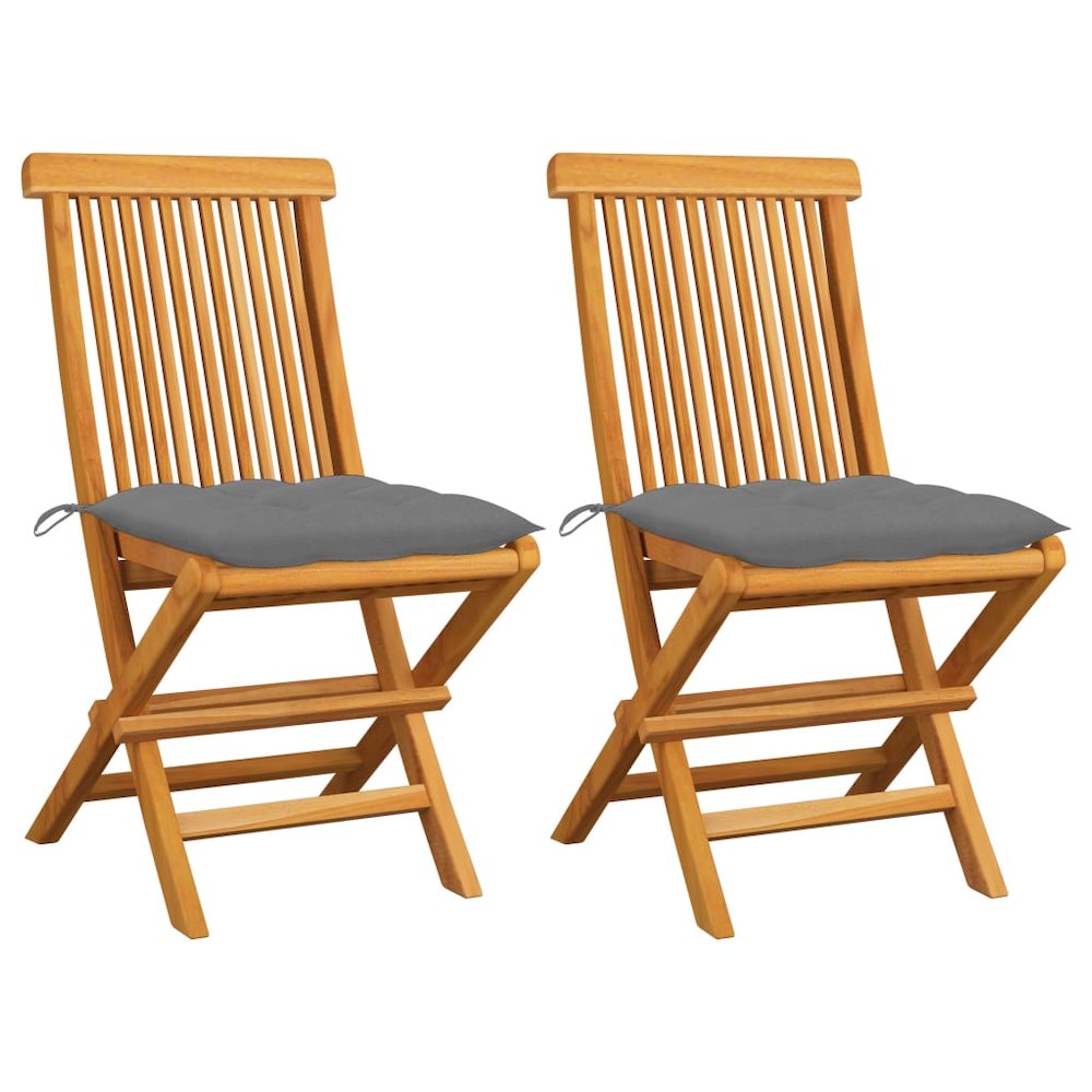 Garden Chair Set of 2 Teak Solid Teak Wood Standard Foldable