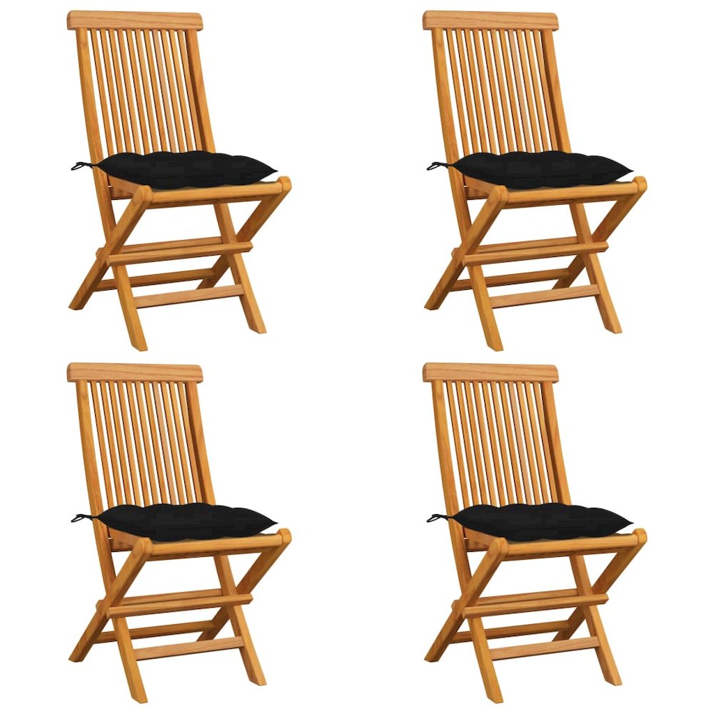 Patio Chair Set of 4 Teak Fine Sanded Hardwood Standard
