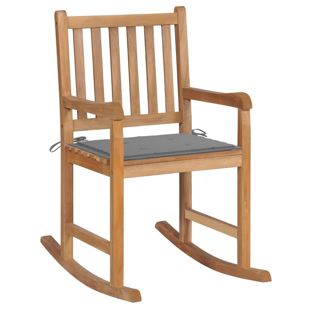 Rocking Chair Natural wood, Grey cushion