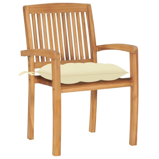 vidaXL Garden Chairs 2 pcs with Cream White Cushions Solid Teak Wood 3269