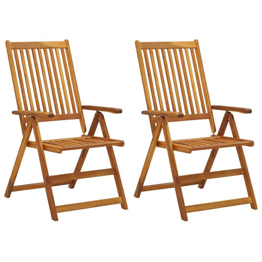 Garden Chair Set of 2 Green cushions, Natural wood