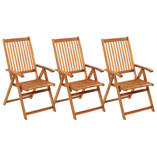 Garden Chair Set of 3 Natural wood, Grey Solid Acacia wood Medium