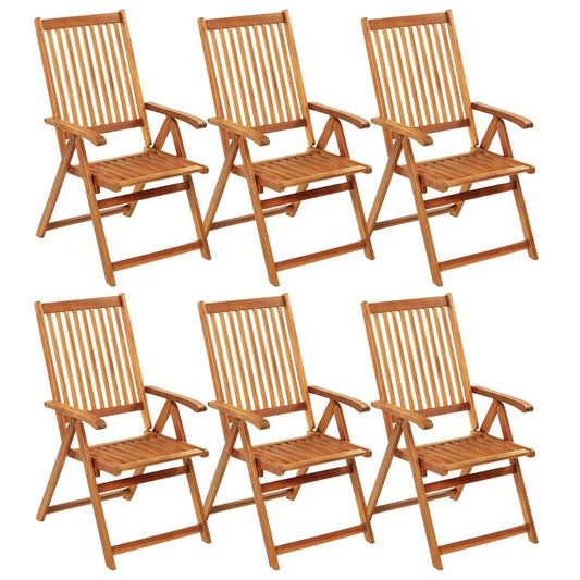 Patio Chair Set of 6 Natural Wood Solid Acacia Wood Standard