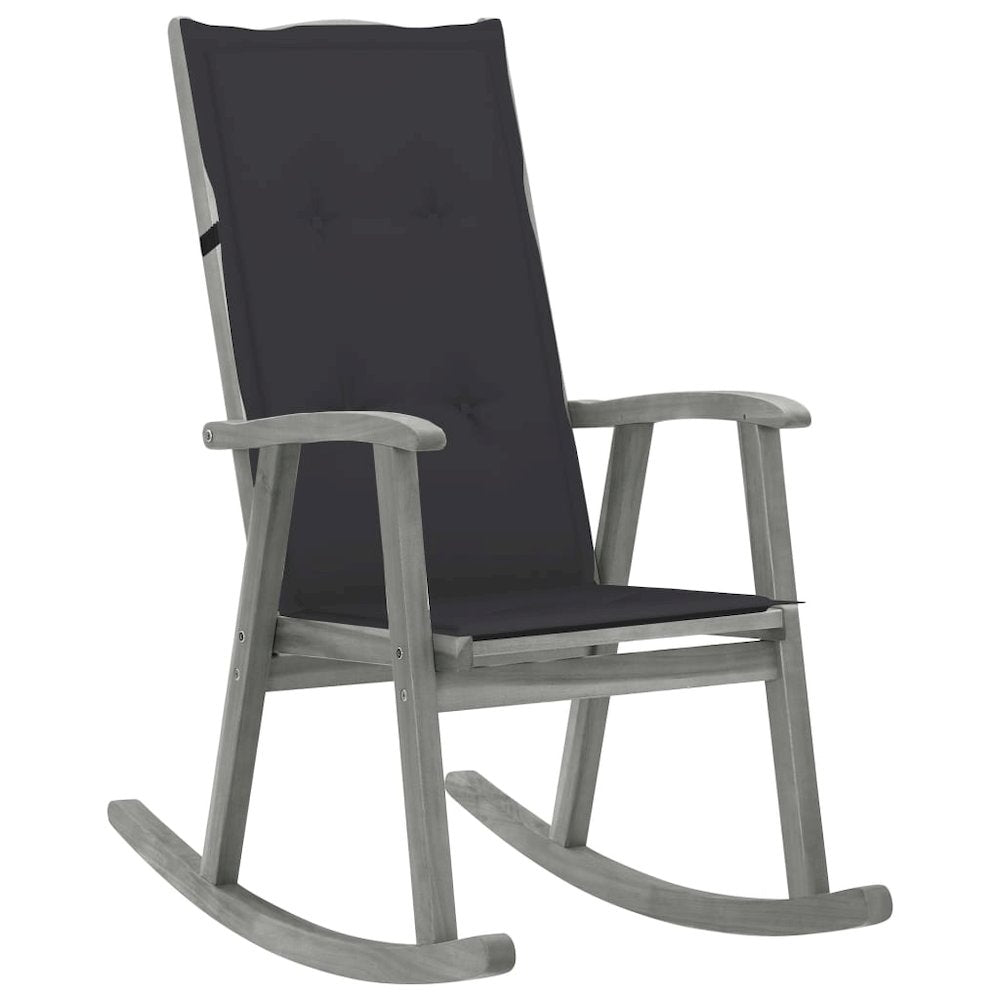 vidaXL Rocking Chair with Cushions Gray Solid Acacia Wood 4209