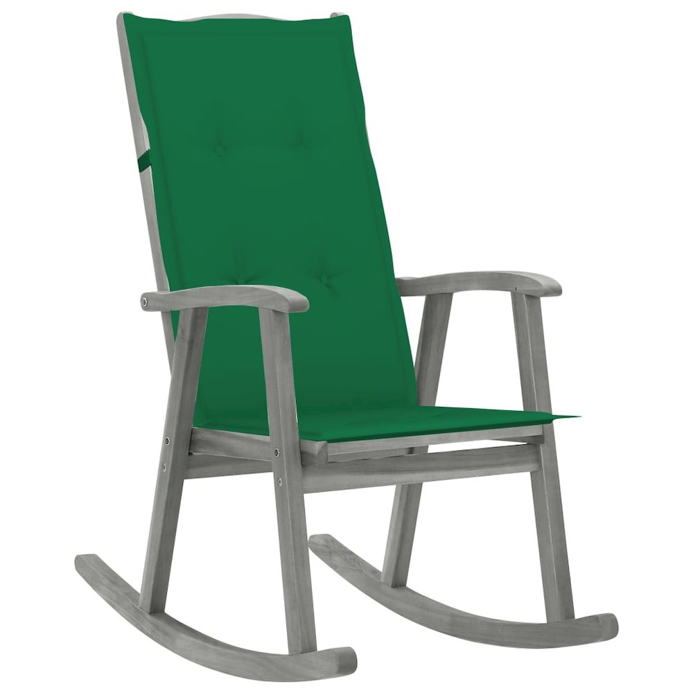 vidaXL Rocking Chair with Cushions Gray Solid Acacia Wood, 3064214