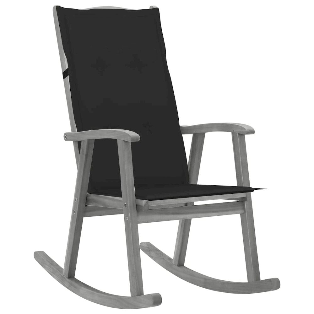 vidaXL Rocking Chair with Cushions Gray Solid Acacia Wood, 3064216