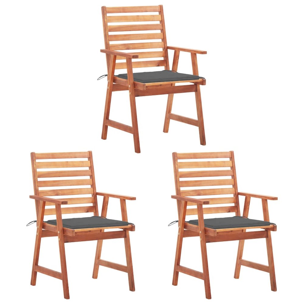 Outdoor Chair Set of 3 Anthracite, Brown