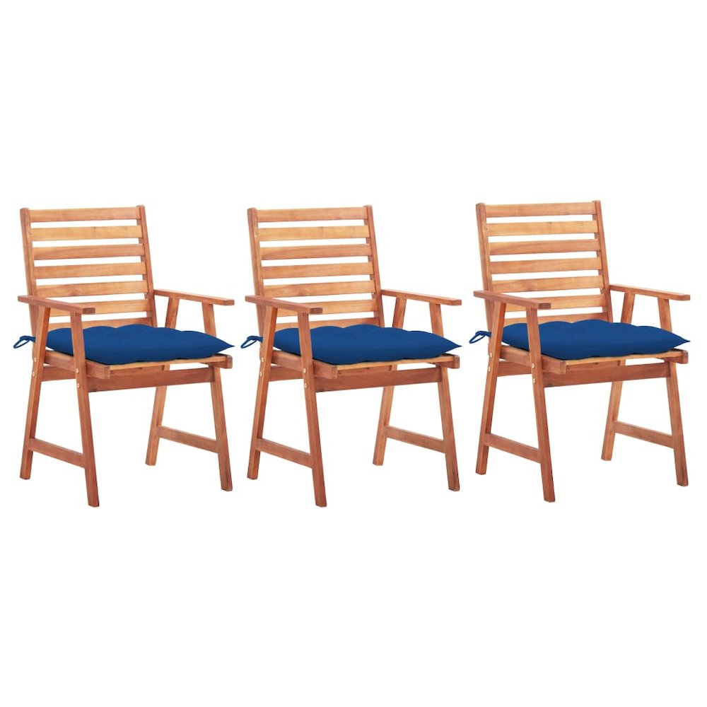 Patio Chair Set of 3 Royal blue Solid acacia wood Medium