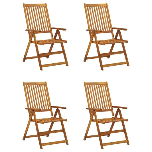 Garden Chair Set of 4 Brown Solid Acacia wood Standard Foldable