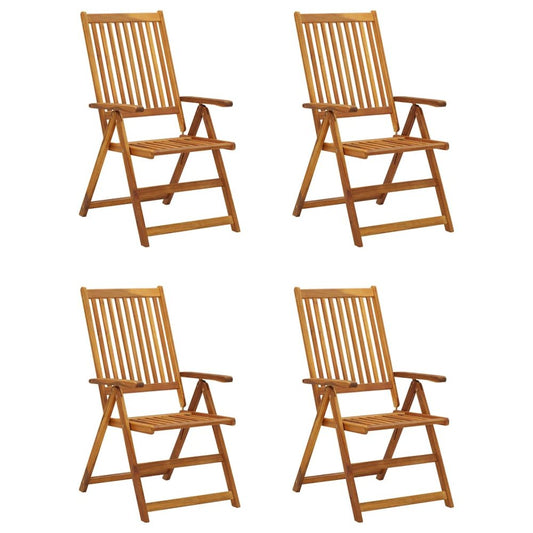 Garden Chair Set of 4 Wood Brown Solid Acacia wood, 100% polyester