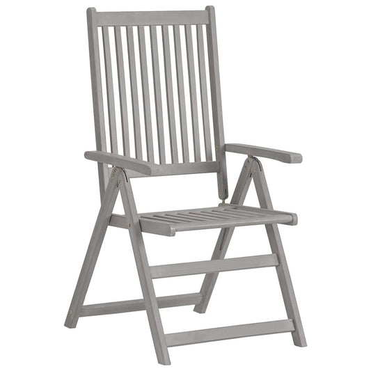 Garden Chair Set of 4 Grey Solid Acacia Wood Standard Foldable