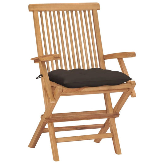 Patio Chair Set of 4 Taupe Solid Teak Wood