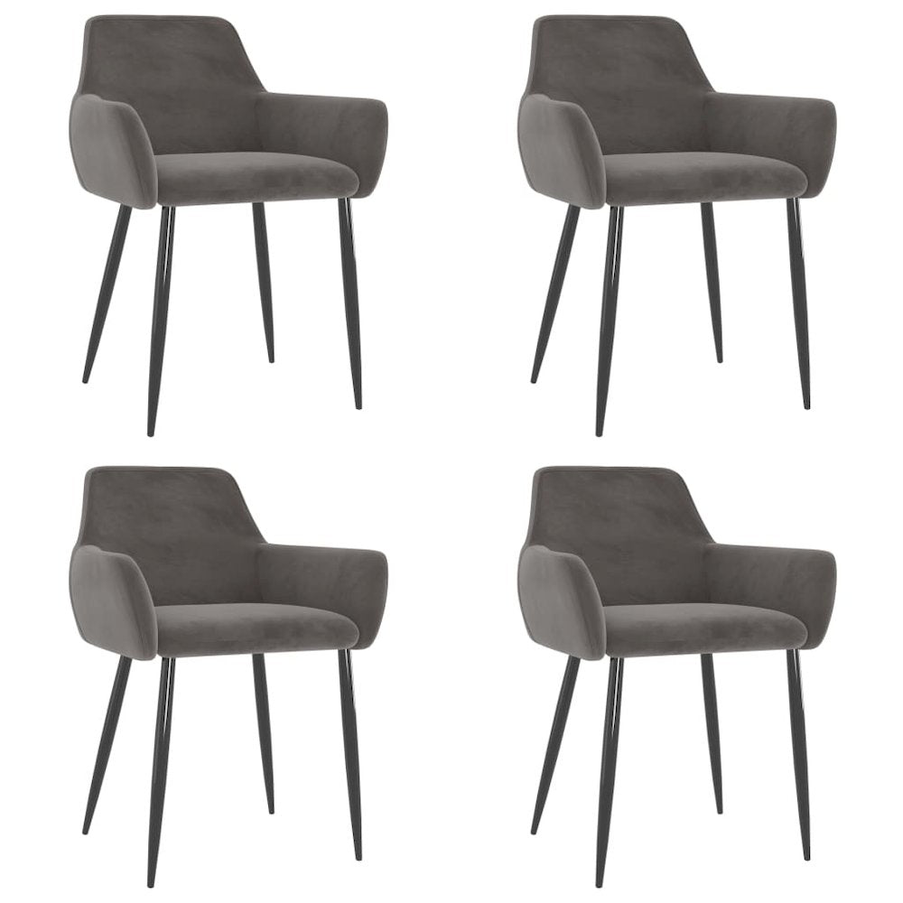 Dining Chairs 4 pcs Dark Gray Velvet