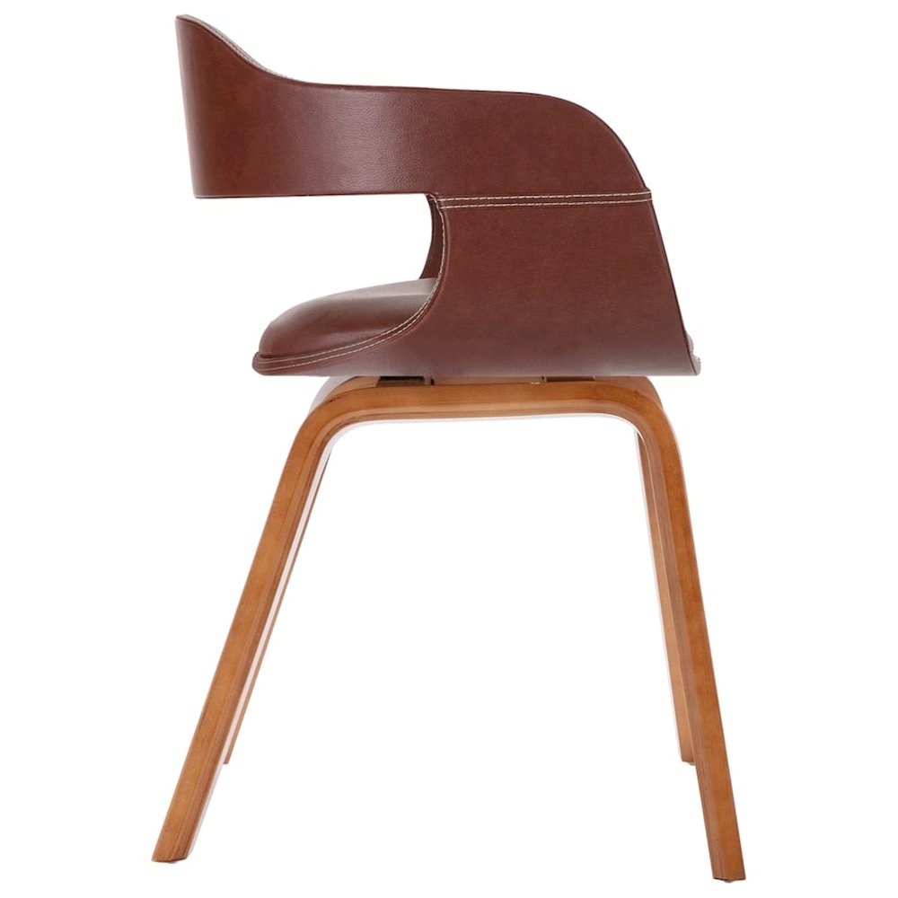 Dining Chair Brown Bentwood and Faux Leather
